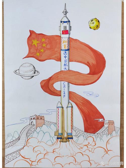 神舟飞船绘画